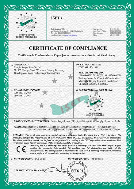 Китай Sichuan Senpu Pipe Co., Ltd. Сертификаты